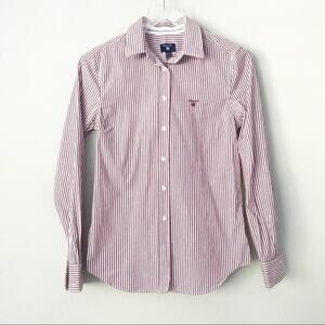 GANT Red White Striped Button Front Shirt Sz 6